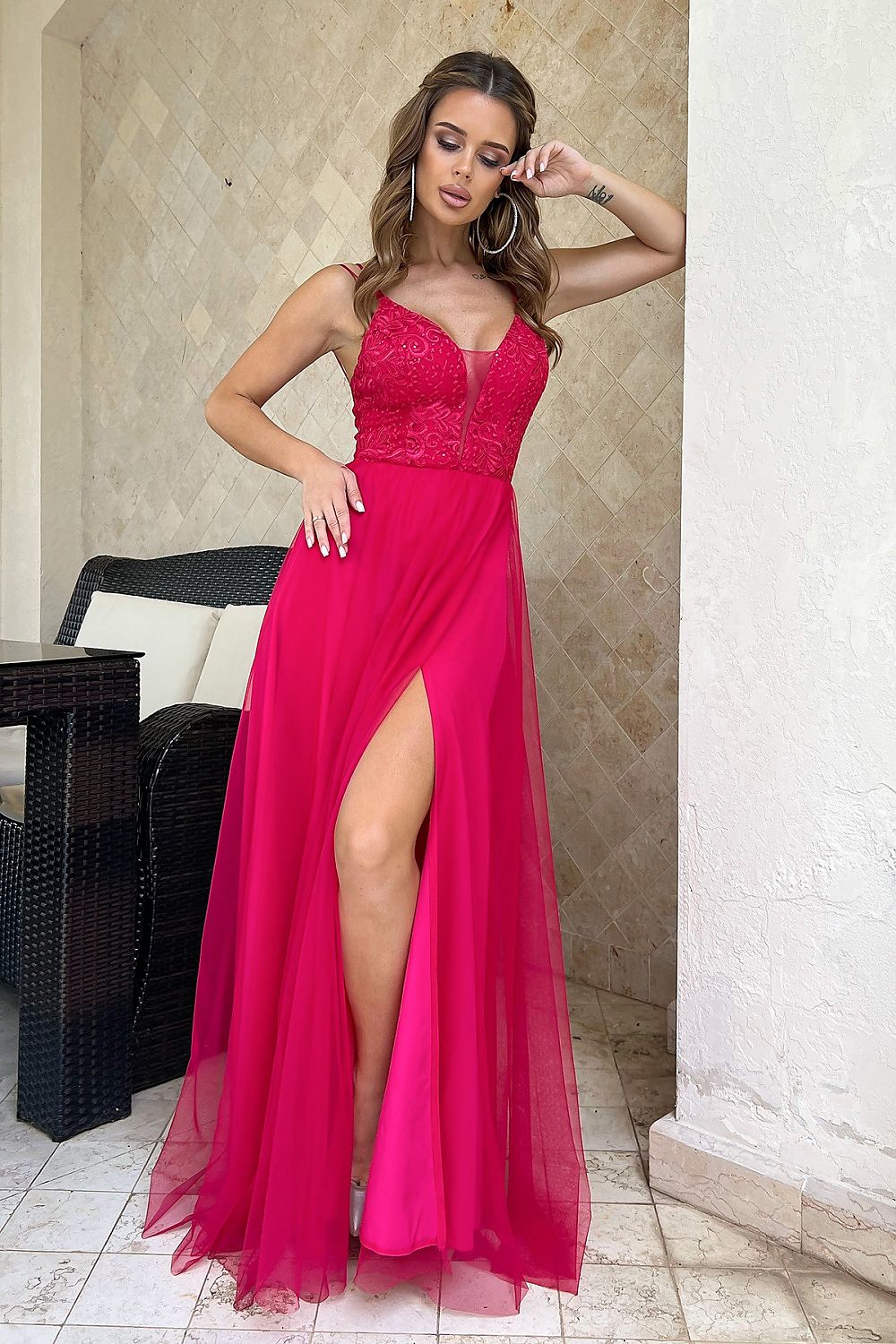 Langes Kleid model 188224 Bicotone