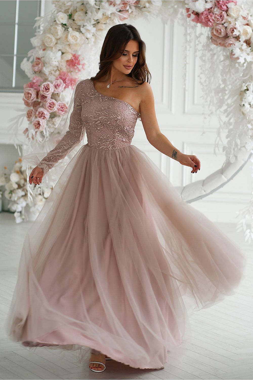 Langes Kleid model 192637 Bicotone