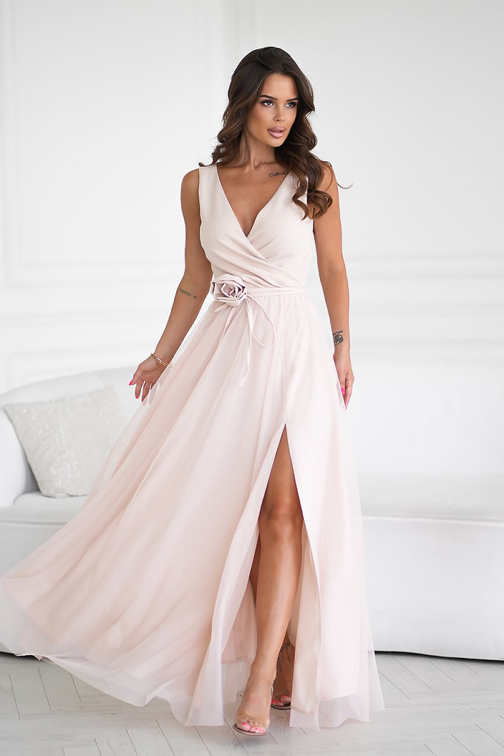 Langes Kleid model 199328 Bicotone