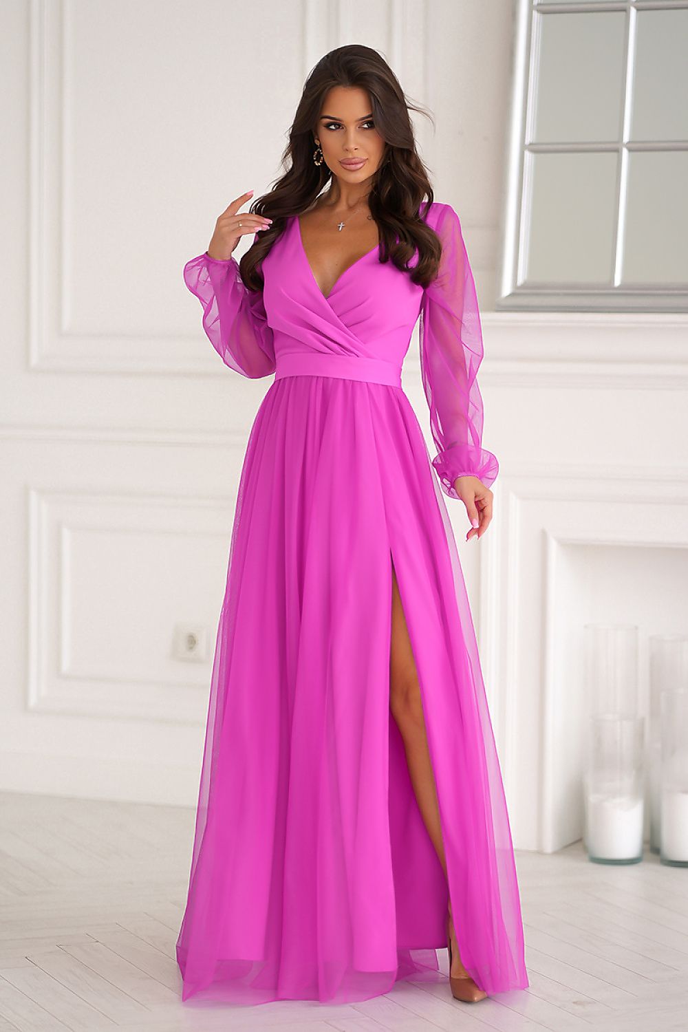 Langes Kleid model 202459 Bicotone