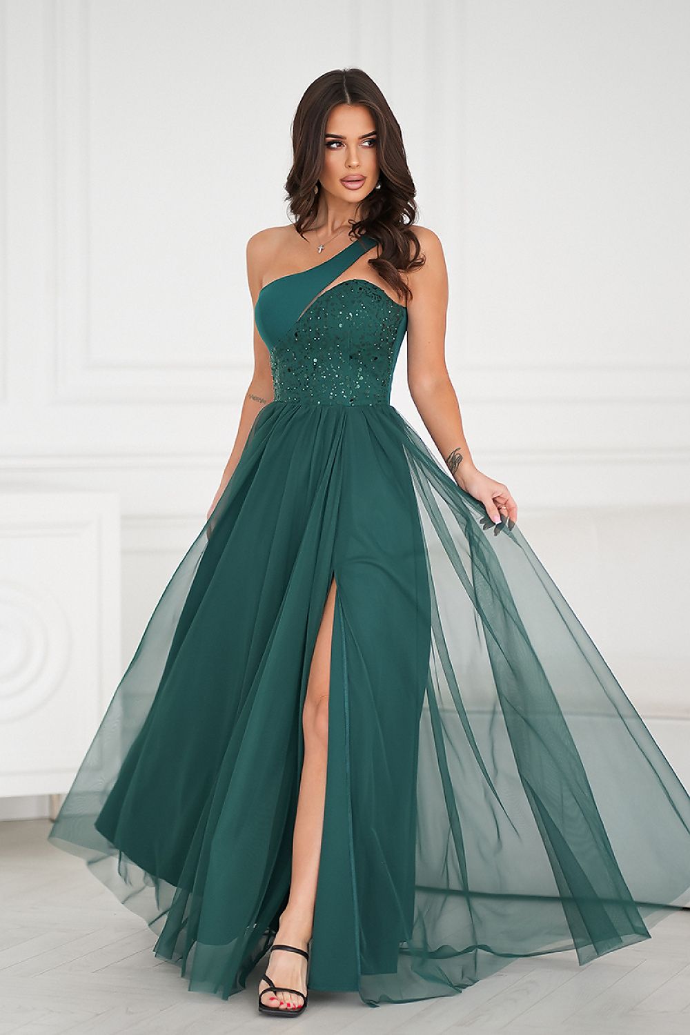 Langes Kleid model 208533 Bicotone