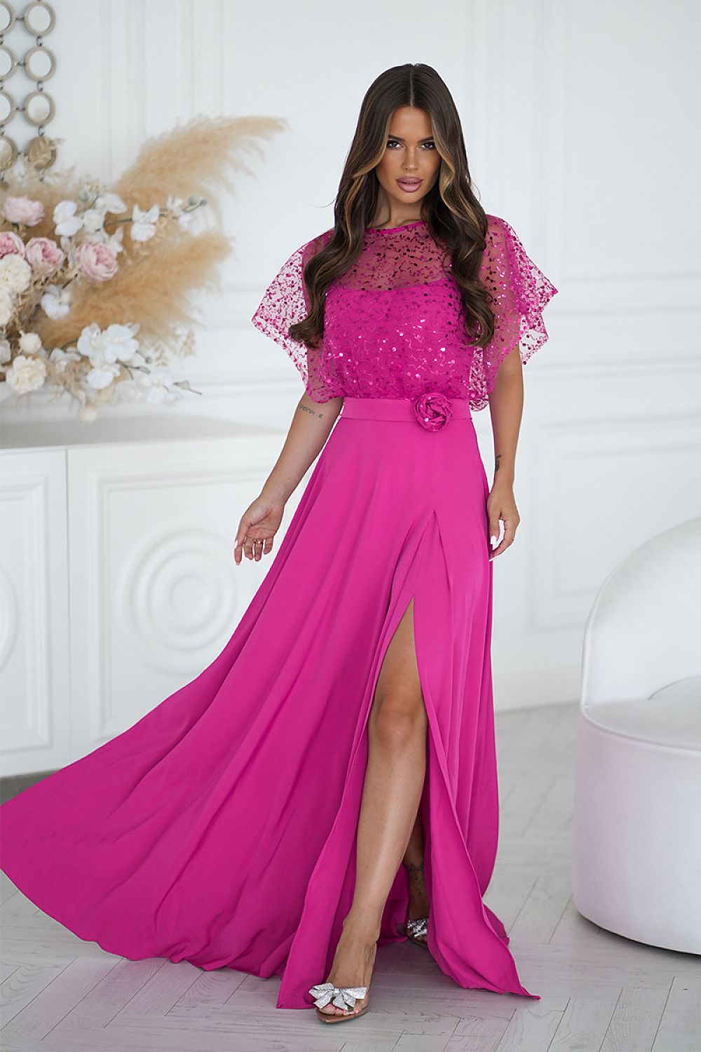 Langes Kleid model 219692 Bicotone