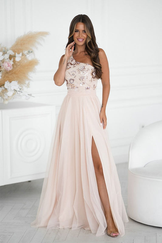 Langes Kleid model 220091 Bicotone