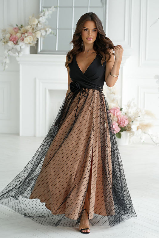 Langes Kleid model 220095 Bicotone