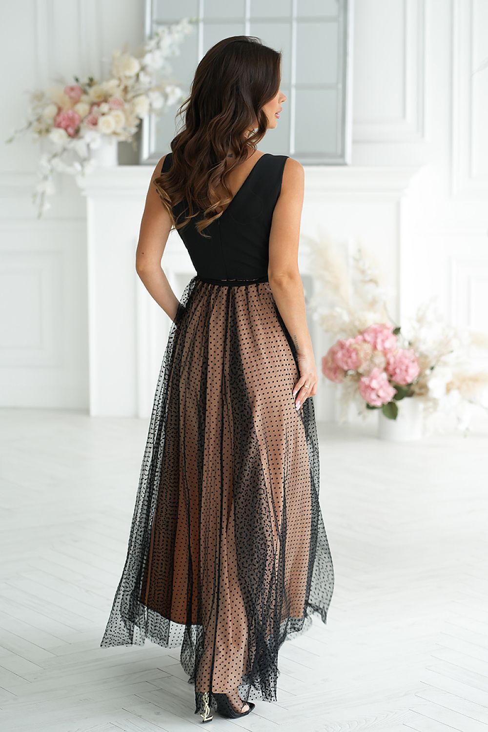 Langes Kleid model 220095 Bicotone