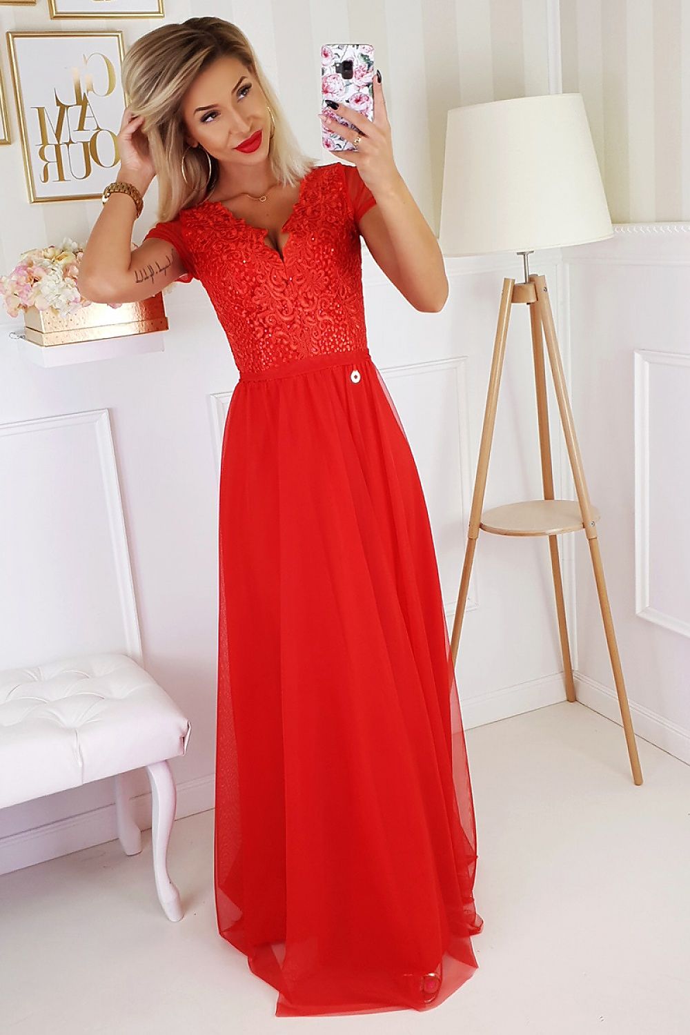 Langes Kleid model 151595 Bicotone