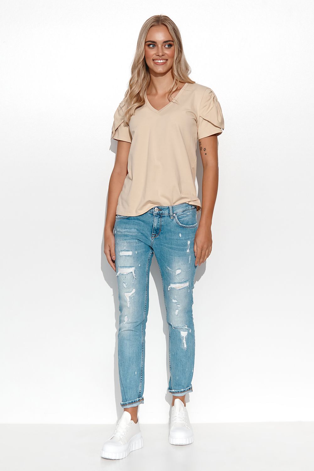 Bluse model 180761 Makadamia