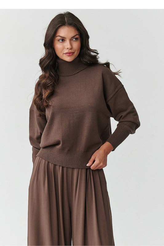 Rollkragenpullover model 217394 Makadamia